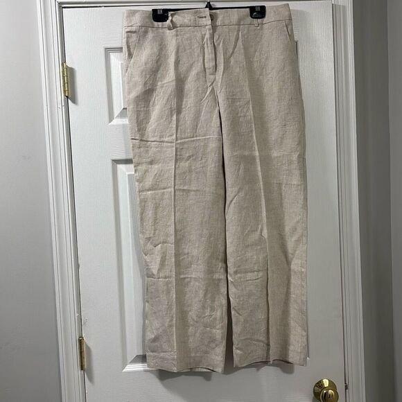 Talbots Windsor linen khaki pants size 14 petite C13-29 - Picture 1 of 3